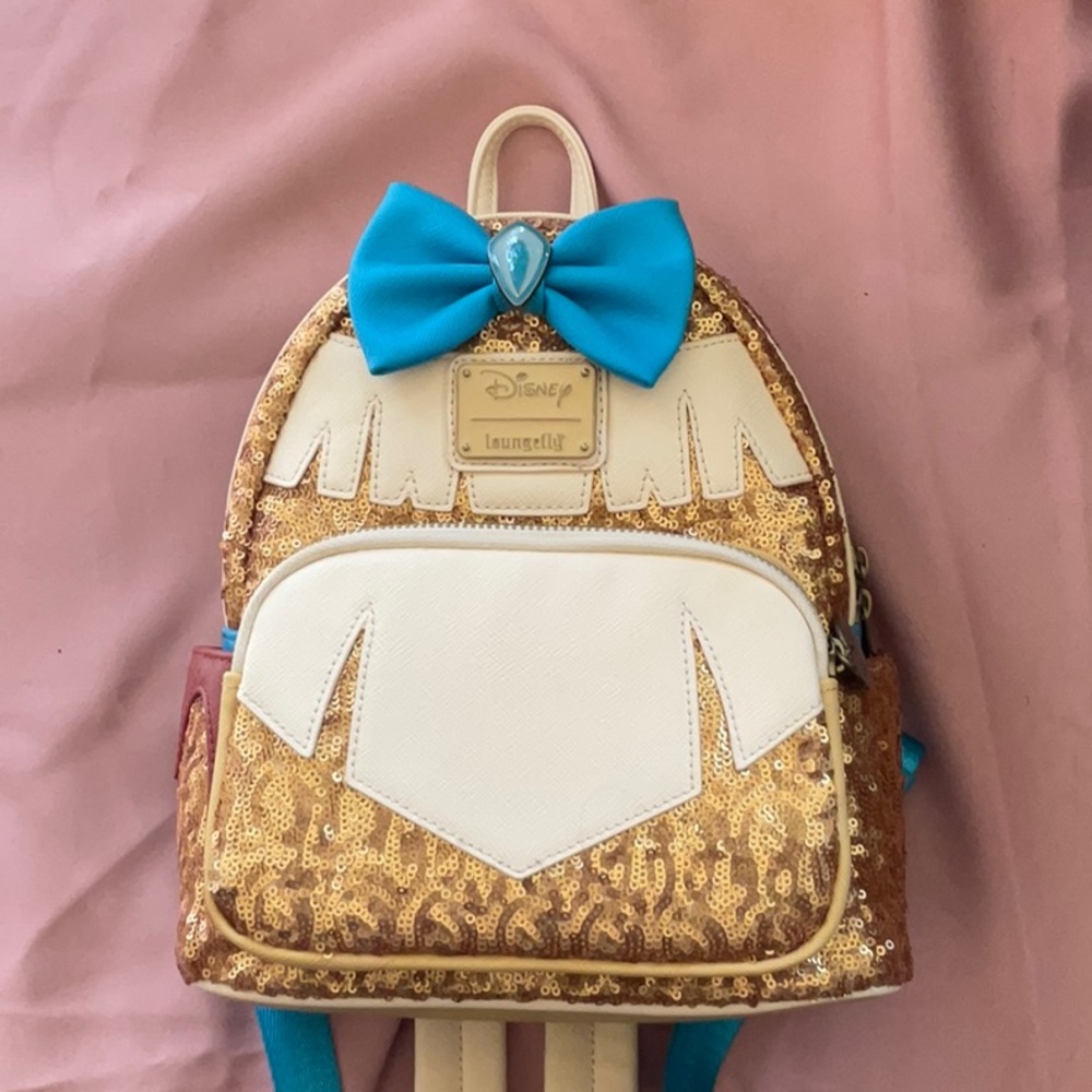 Loungefly Gold and Cream Mini Backpack with Elegant Design